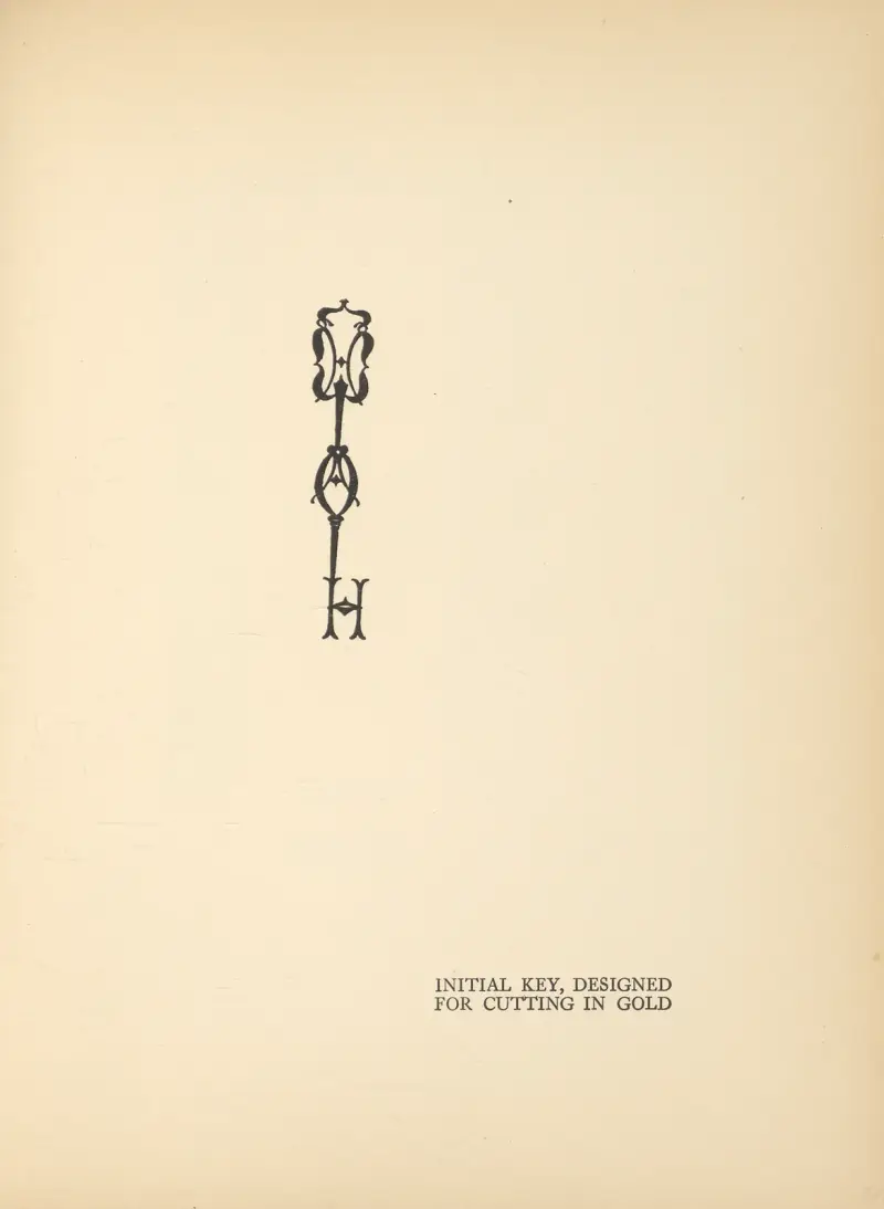 Initialschlüssel, entworfen zum Schneiden in Gold von Aubrey Vincent Beardsley