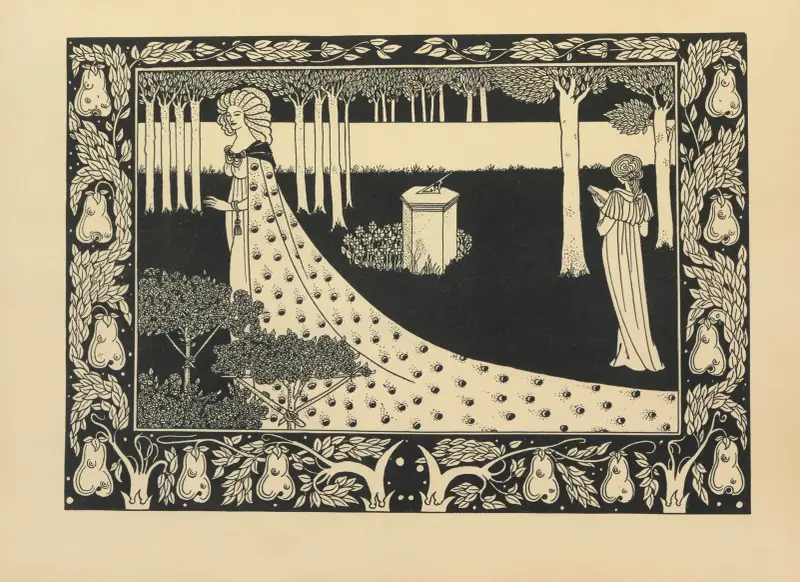 La Beale Isoud på Joyous Gard, ur 'Le Morte Darthur' av Aubrey Vincent Beardsley