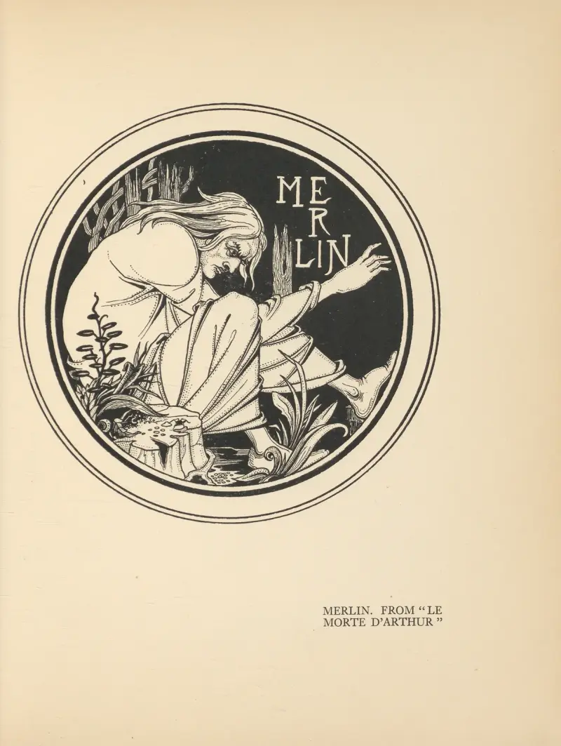 Merlin. Aus 'Le Morte d'Arthur' von Aubrey Vincent Beardsley