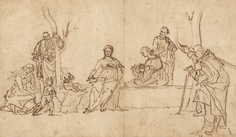 Madonnan och barnet med helgon i ett landskap av Vittore Carpaccio