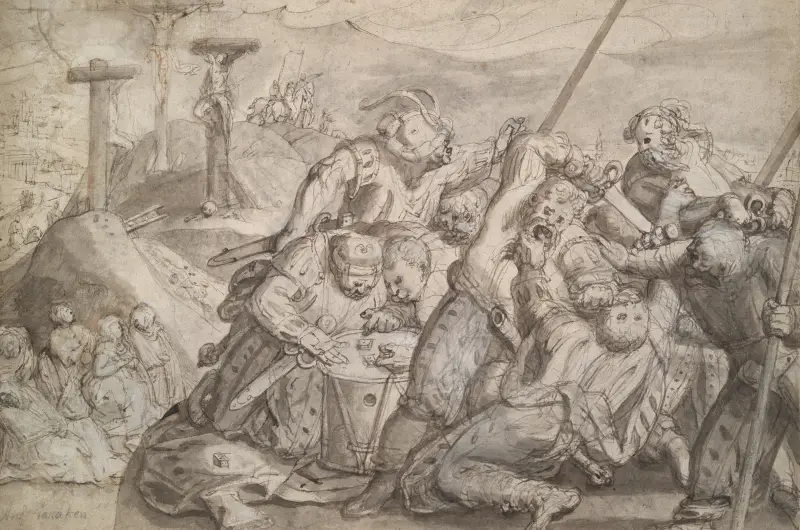 Soldiers Gambling for the Robe of Christ av Hans von Aachen