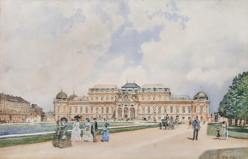 Blick auf das Obere Belvedere, Wien von Rudolf von Alt