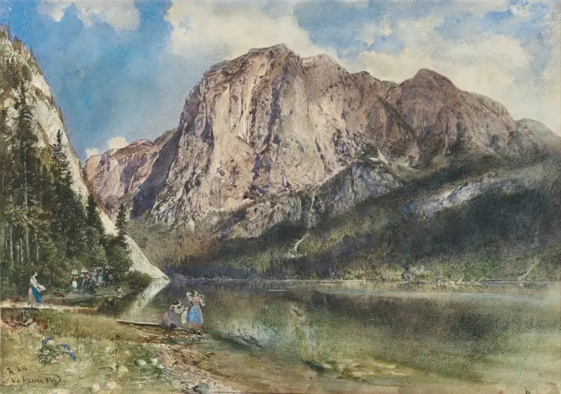 Altaussee Lake and Face of Mount Trissel av Rudolf von Alt