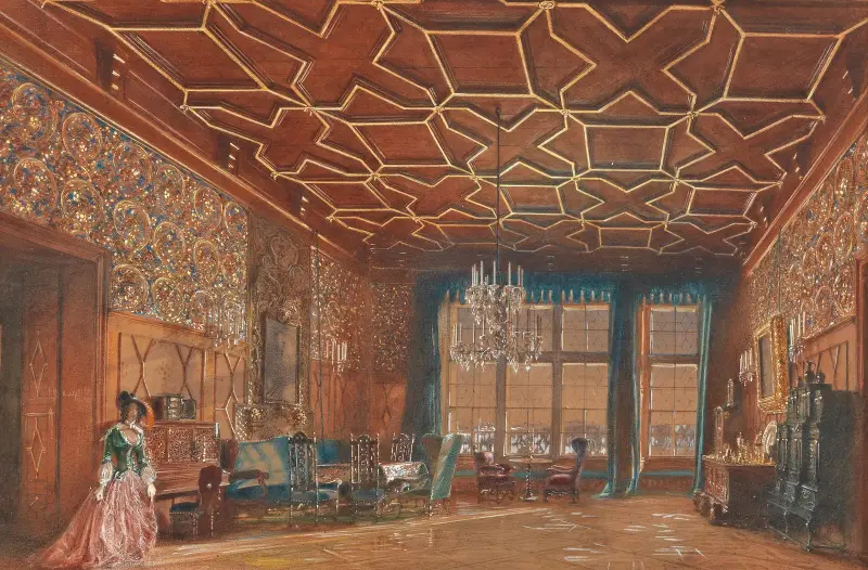 Ein Interieur auf Burg Rožmberk von Rudolf von Alt