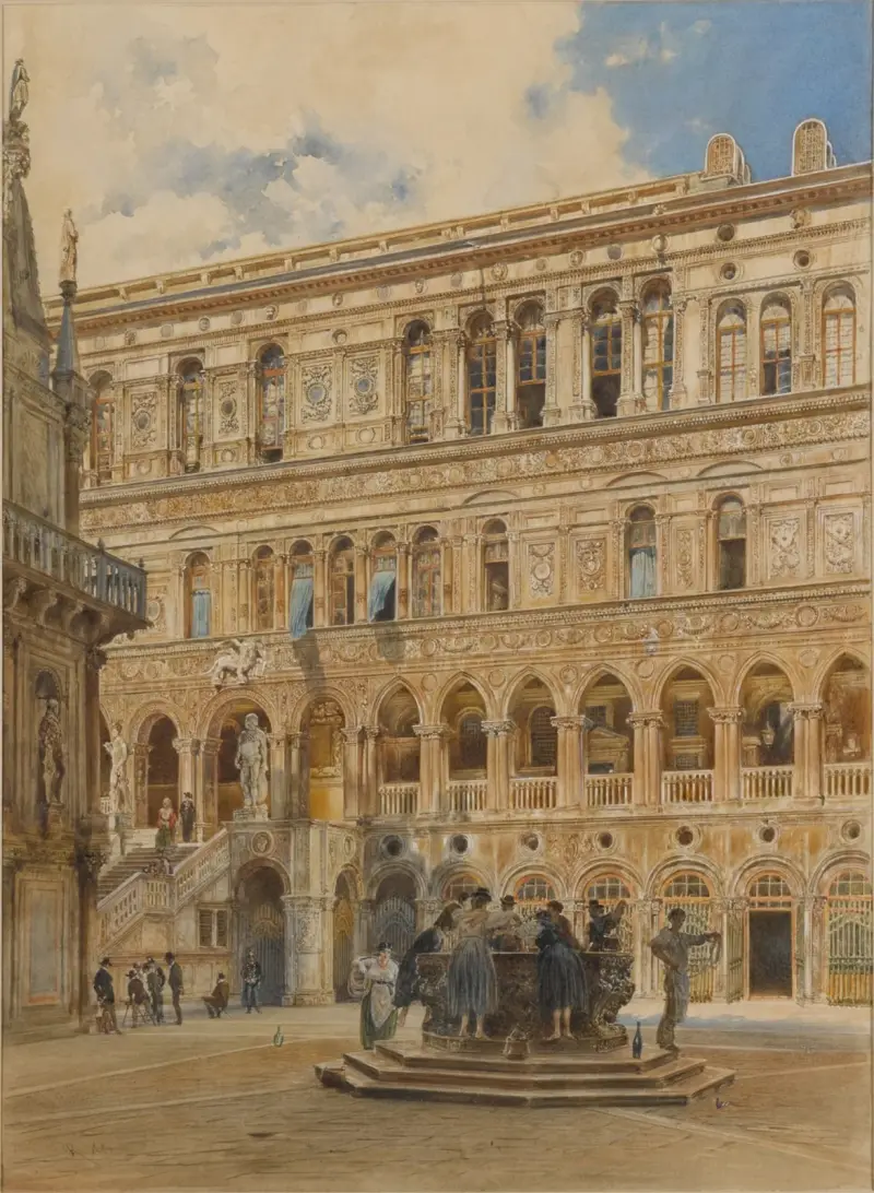Der Hof des Dogenpalastes, Venedig von Rudolf von Alt