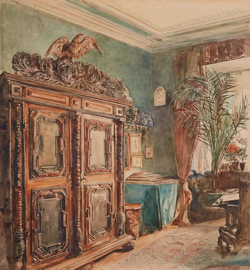 Das Arbeitszimmer des Künstlers av Rudolf von Alt