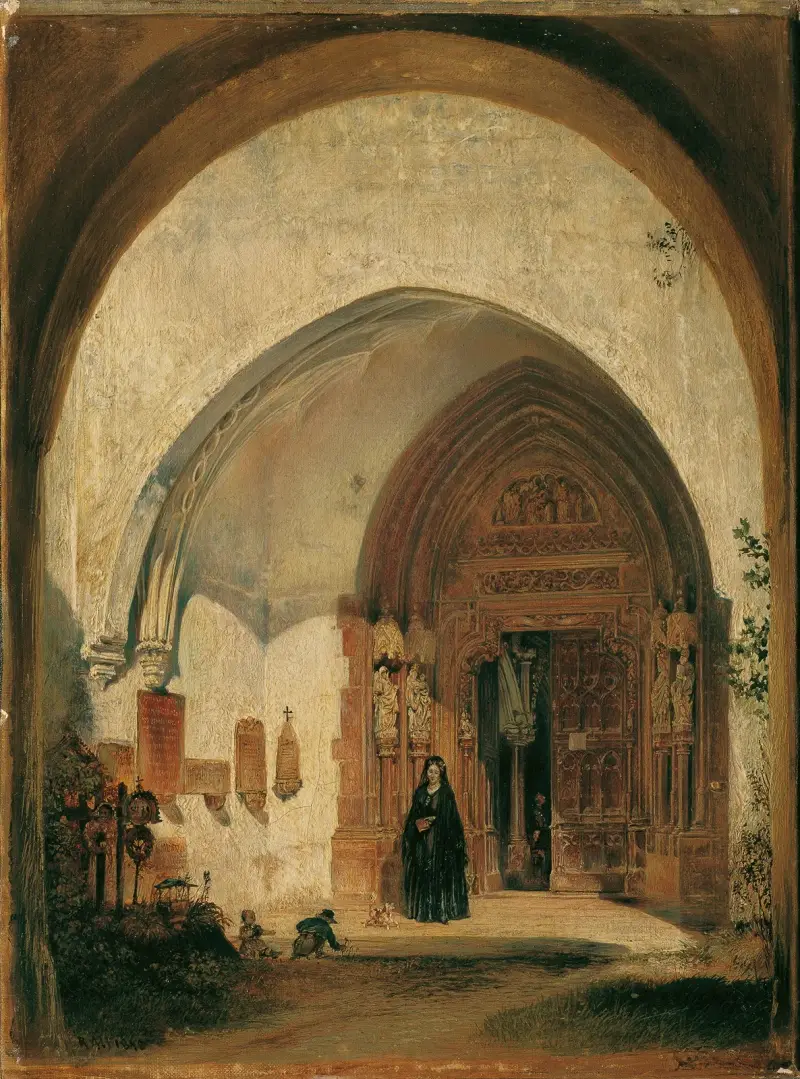 Das Portal der Stiftskirche Nonnberg in Salzburg von Rudolf von Alt