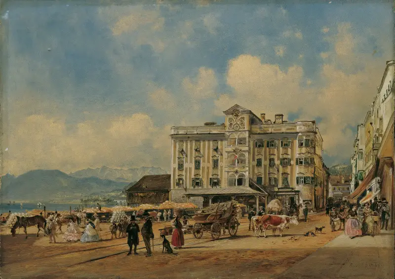 Das Rathaus in Gmunden, 1860 – Nr. 1 von Rudolf von Alt