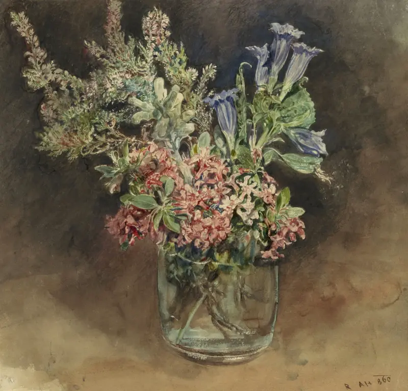 Glas met alpenbloemen av Rudolf von Alt
