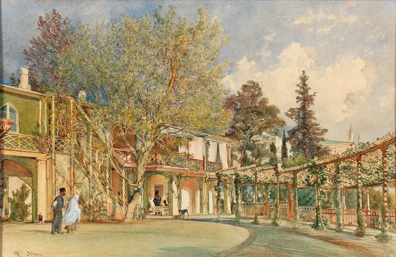 Der Haupthof des Khanpalastes in Bachtschissarai von Rudolf von Alt