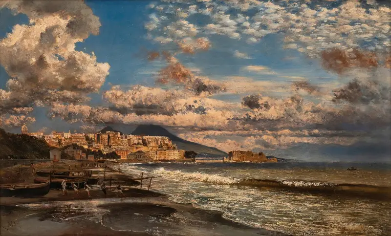 Neapel, Blick von Nordwesten über den Golf von Neapel mit dem Vesuv im Hintergrund von Rudolf von Alt