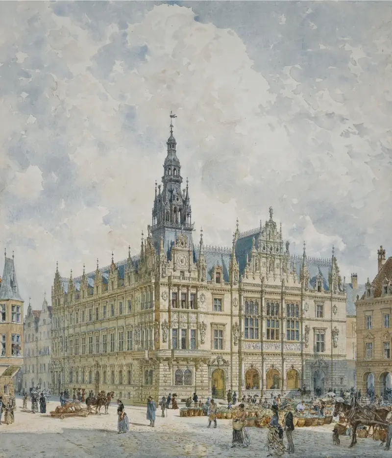 Rathausgebäude im Renaissancestil von Rudolf von Alt