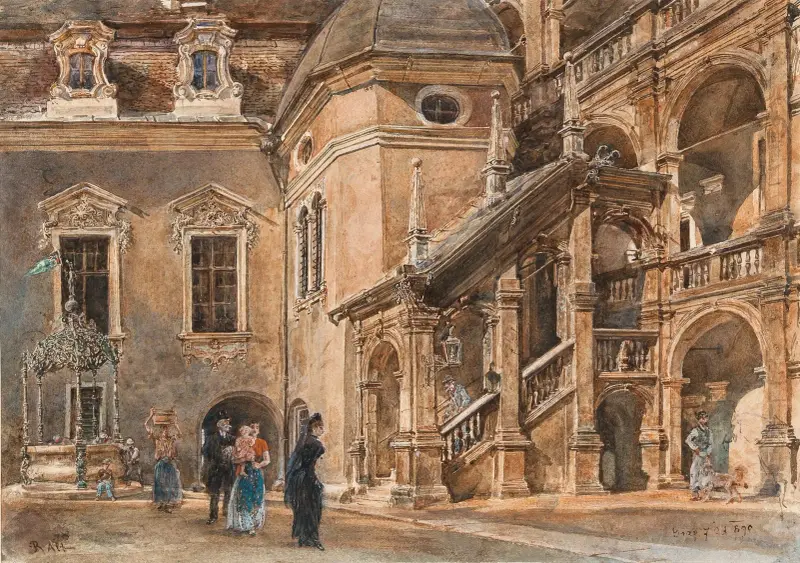 Der Arkadenhof des Landhauses in Graz von Rudolf von Alt