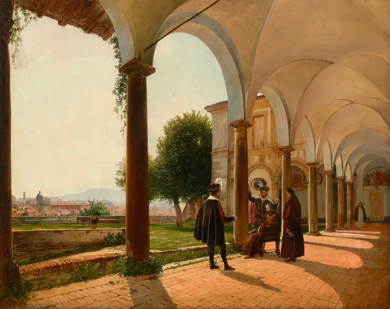 Tod des Torquato Tasso in Sant'Onofrio al Gianicolo, Rom von Rudolf von Alt