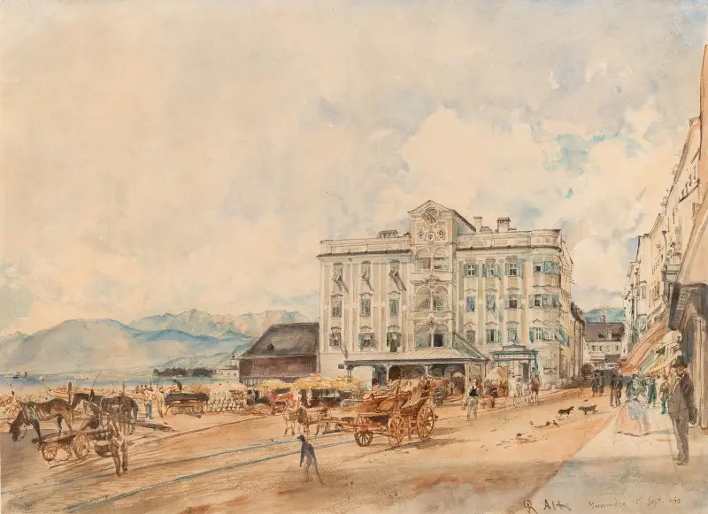 The Town Hall in Gmunden av Rudolf von Alt