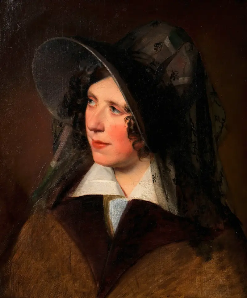Antonie Amerling mit schwarzem Schleierhut (1. Gattin des Künstlers) von Friedrich von Amerling