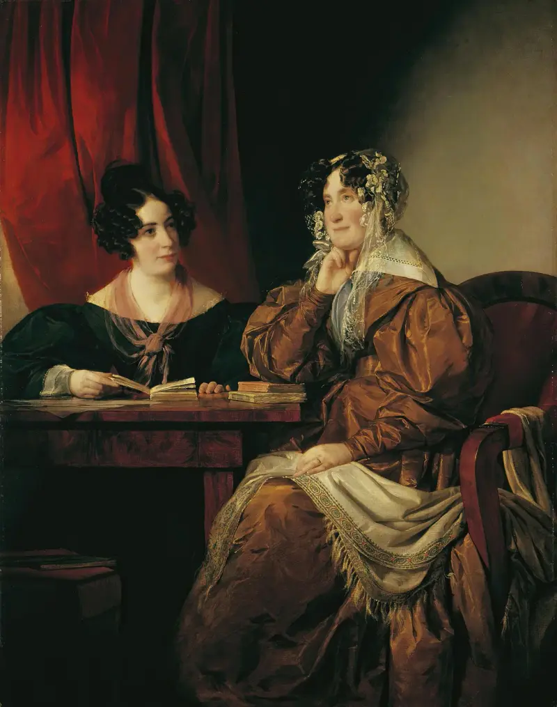 Henriette Baronin Pereira-Arnstein mit ihrer Tochter Flora av Friedrich von Amerling