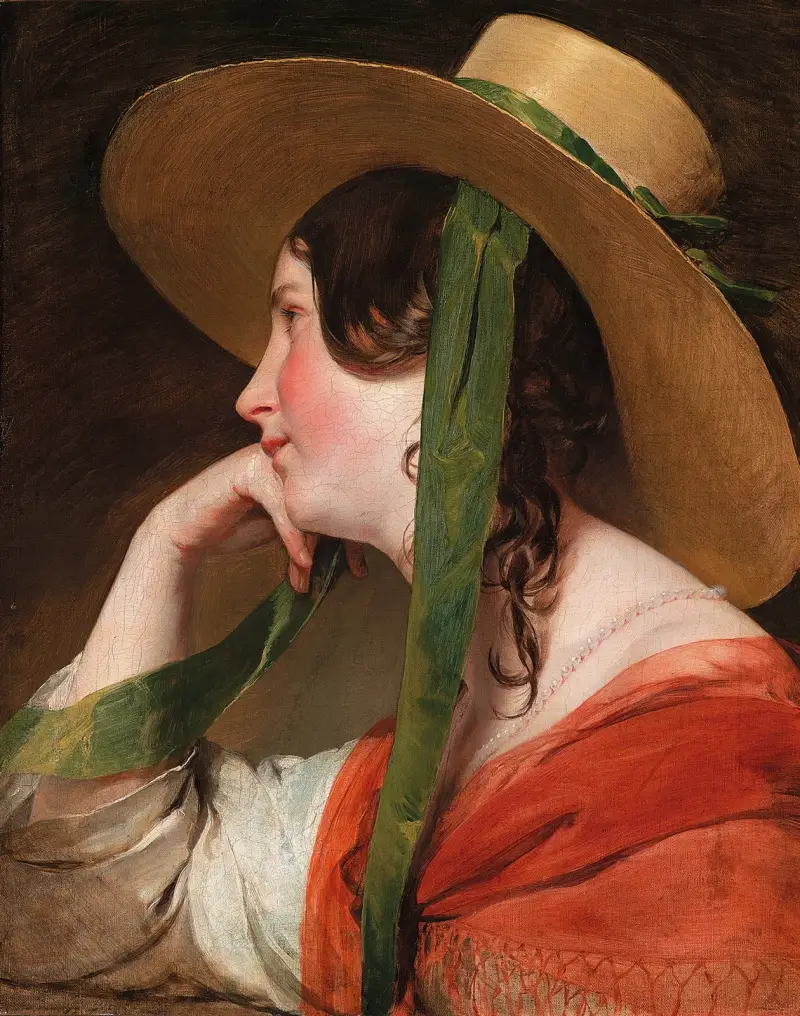 Flicka med halmhatt av Friedrich von Amerling