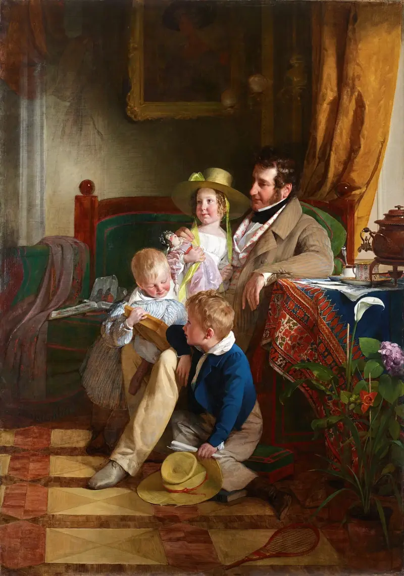 Rudolf von Arthaber och hans barn Rudolf, Emilie och Gustav av Friedrich von Amerling