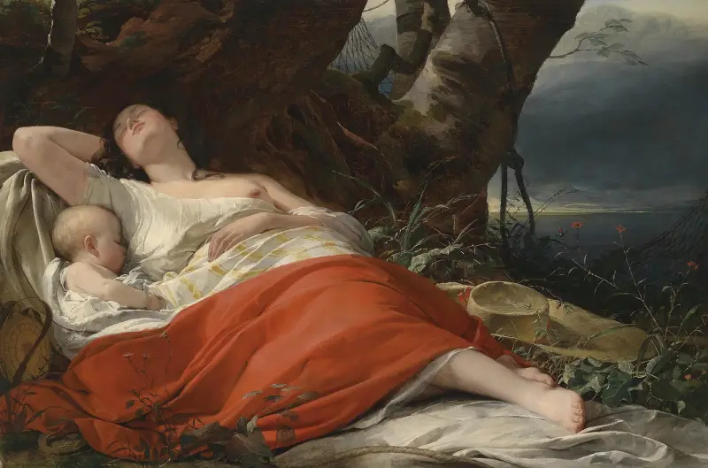 Sovande fiskarflicka av Friedrich von Amerling