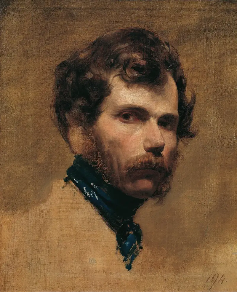 Självporträtt med blå halsduk av Friedrich von Amerling
