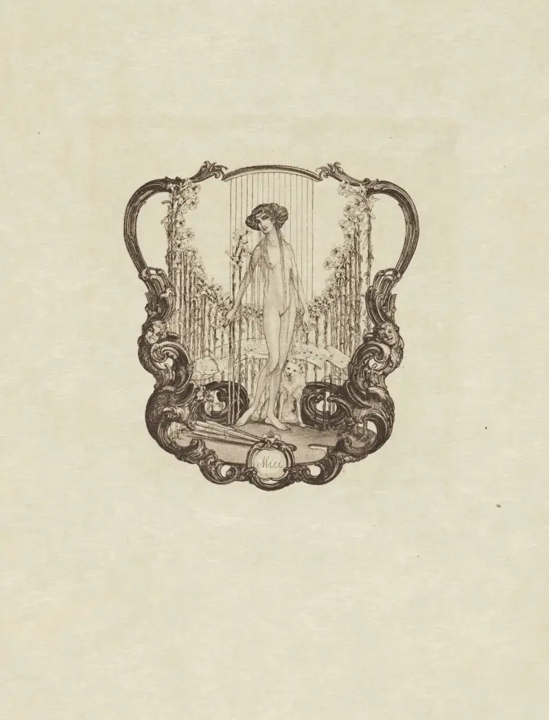 Bookplate; Mici – Noten und Buchzeichen av Franz von Bayros