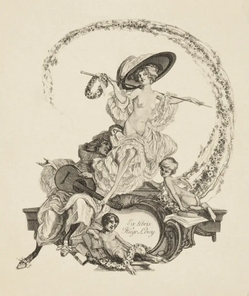 Bookplate of Hugo Löwy av Franz von Bayros