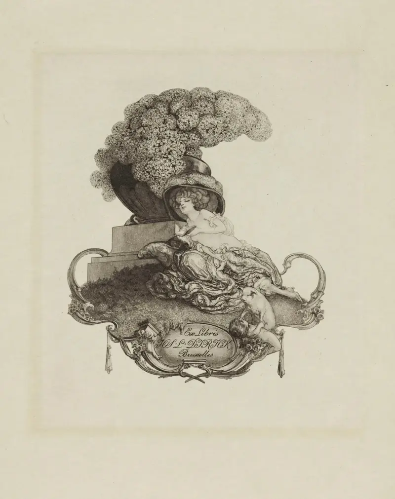 Bookplate of Jos. L. Dirick, Bruxelles av Franz von Bayros