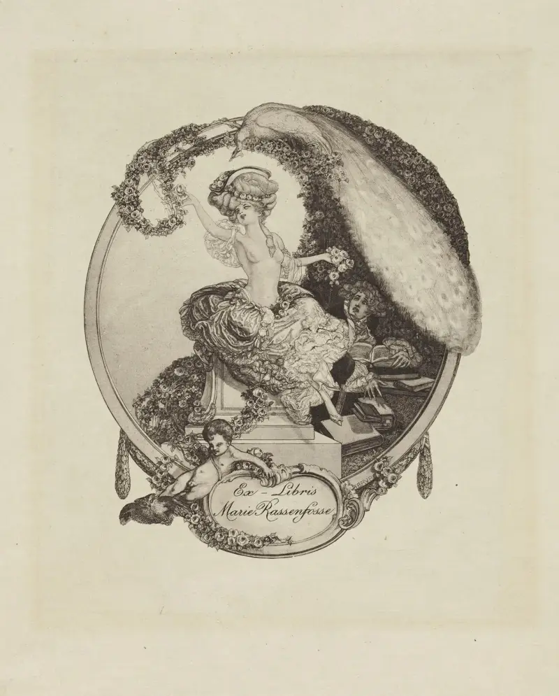 Bookplate of Marie Rassenfosse av Franz von Bayros