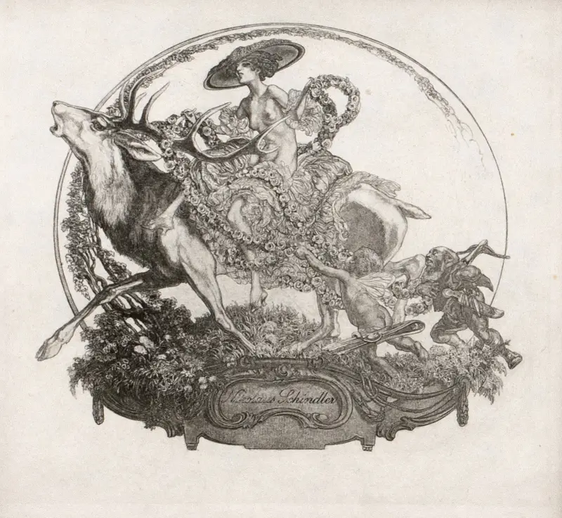 Ex libris Nikolaus Schindler av Franz von Bayros