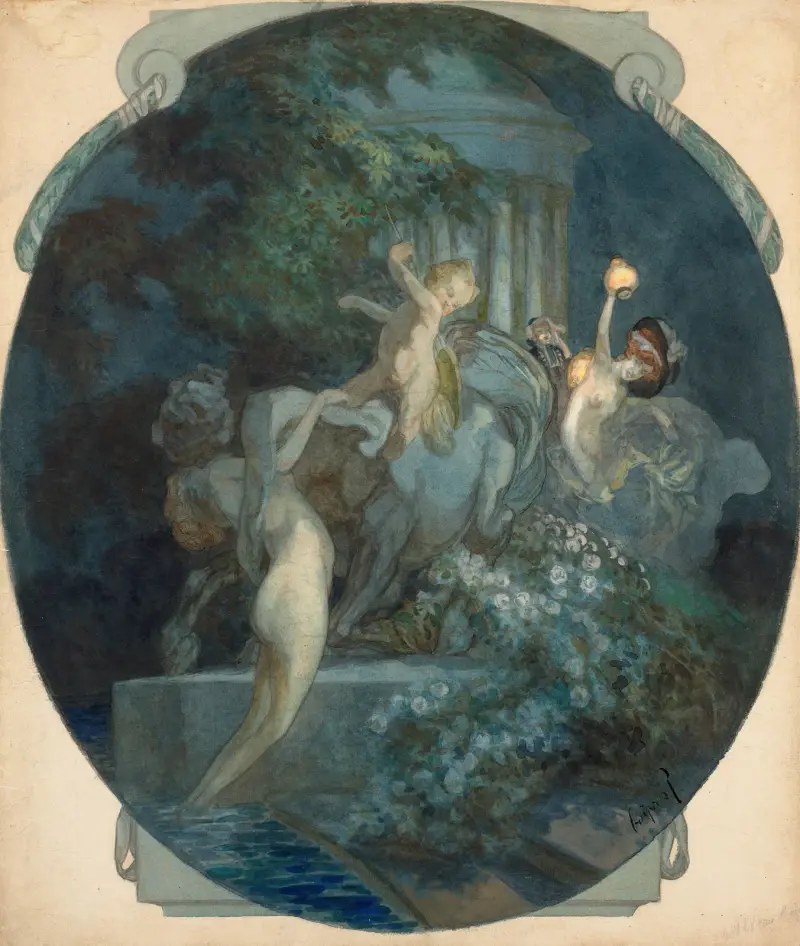 The abduction of Deianeira av Franz von Bayros