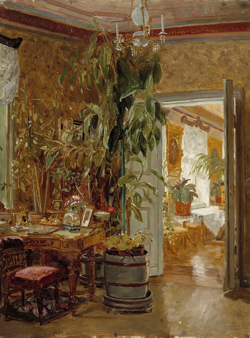Interior From The Hallonblads’ Home, Hympölä Manor av Adolf Von Becker