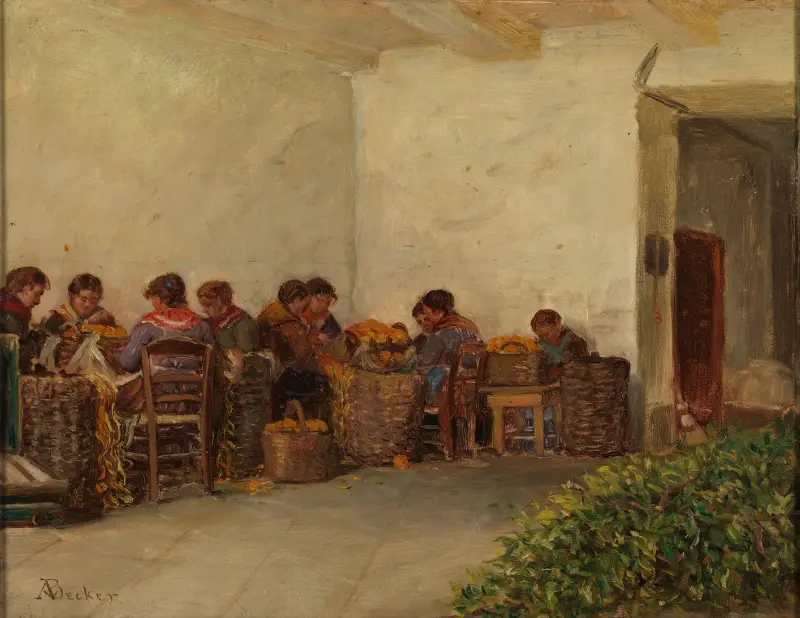The rural women av Adolf Von Becker