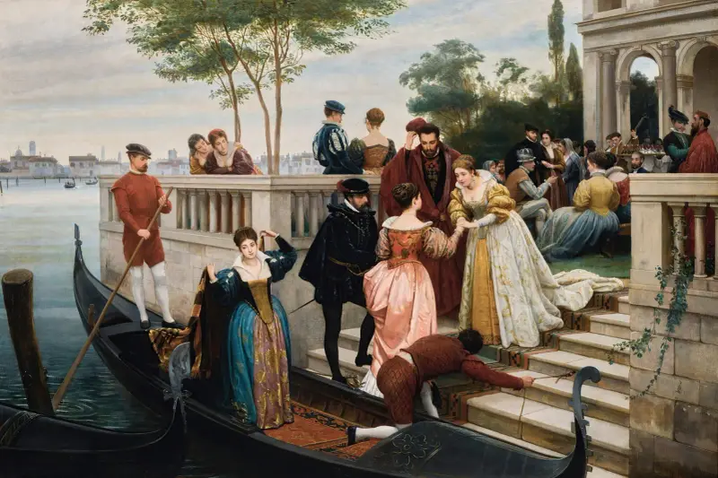 Arriving For The Ball, Murano av Eugen von Blaas