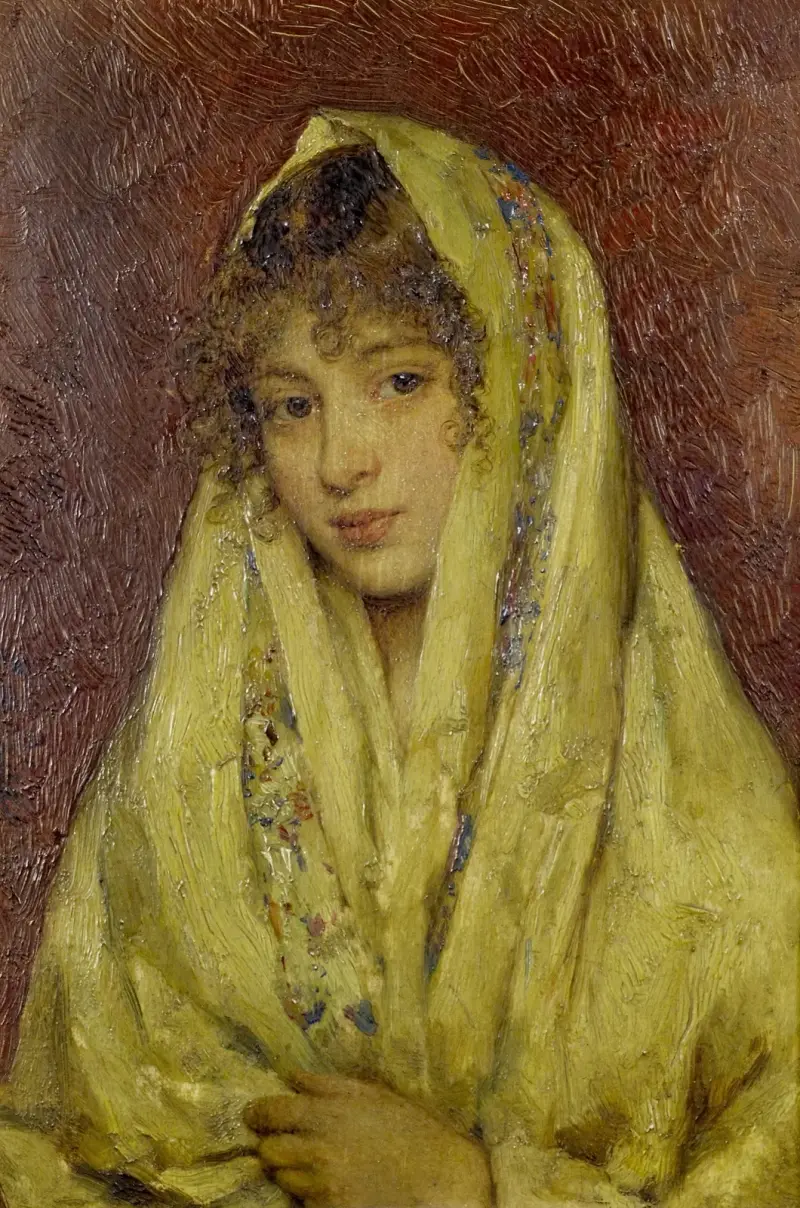 Flicka i gul sjal av Eugen von Blaas