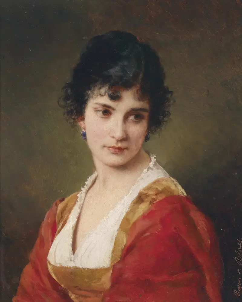 Portrait einer jungen Frau av Eugen von Blaas