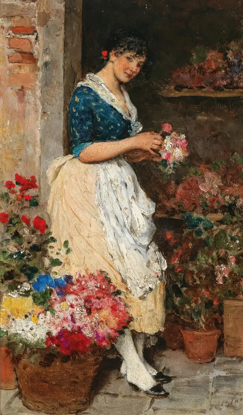 Venetiansk blomsterflicka av Eugen von Blaas