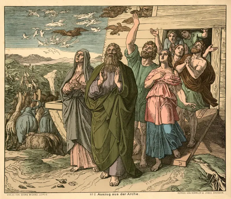 Auszug aus der Arche (Noah goeth forth from the Ark) av Julius Schnorr von Carolsfeld