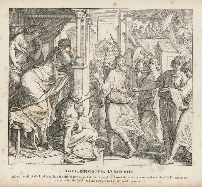 David föraktas av Sauls dotter av Julius Schnorr von Carolsfeld