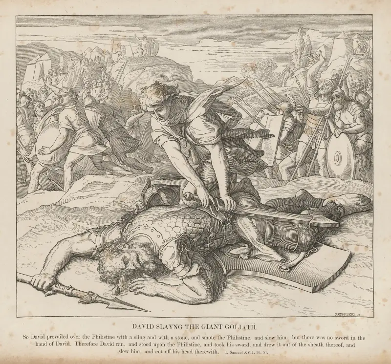 David besegrar Goliat av Julius Schnorr von Carolsfeld
