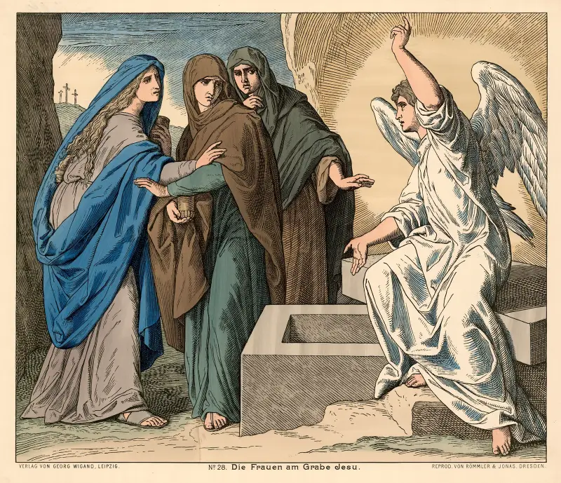 Die Frauen am Grabe Jesu (An angel declareth the resurrection of Christ) av Julius Schnorr von Carolsfeld
