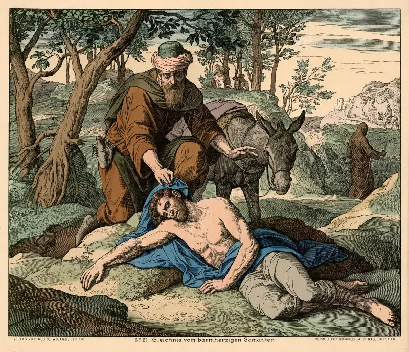 Gleichnis vom barmherzigen Samariter (The Parable of the Good Samaritan) av Julius Schnorr von Carolsfeld