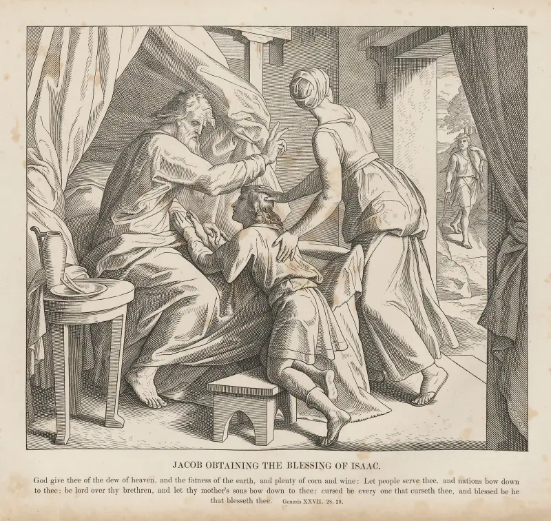 Jacob obtaining the blessing of Isaac av Julius Schnorr von Carolsfeld