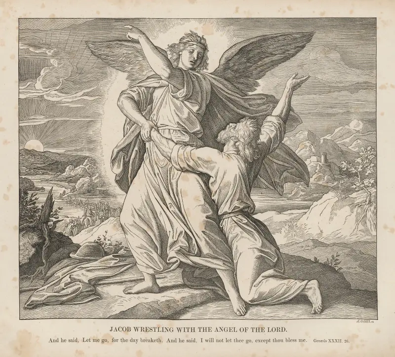 Jakob brottas med ängeln av Julius Schnorr von Carolsfeld