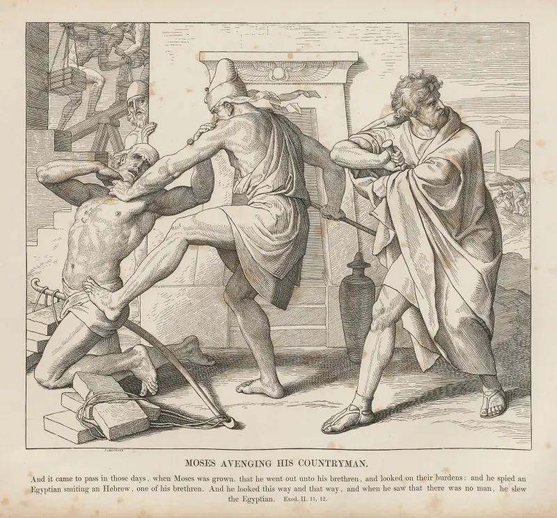 Moses hämnas sin landsman av Julius Schnorr von Carolsfeld