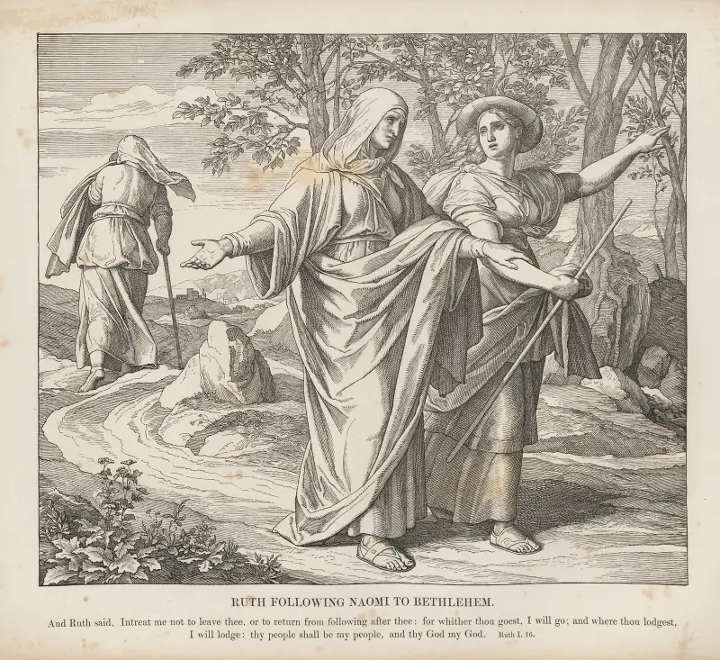 Rut följer Noomi till Betlehem av Julius Schnorr von Carolsfeld