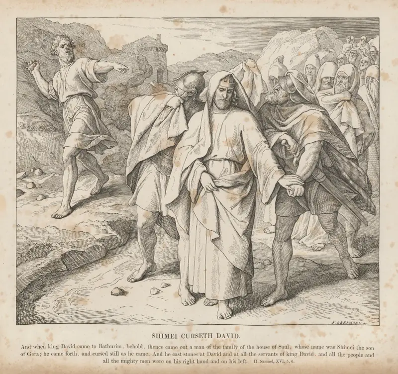 Shimei förbannar David av Julius Schnorr von Carolsfeld