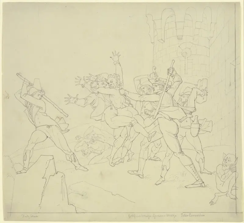 Die Schlacht bei Königstein (Taunusreise) av Peter von Cornelius