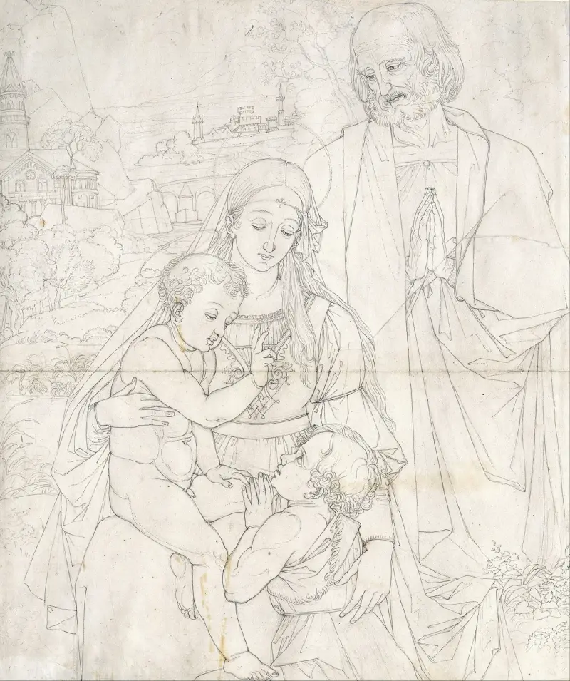Den heliga familjen med Johannes döparen som barn av Peter von Cornelius
