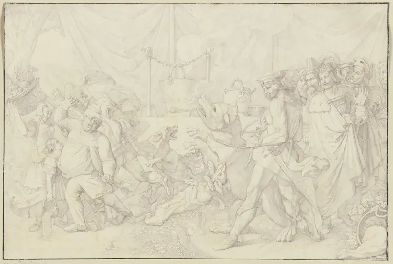 Siegfried griper en björn av Peter von Cornelius